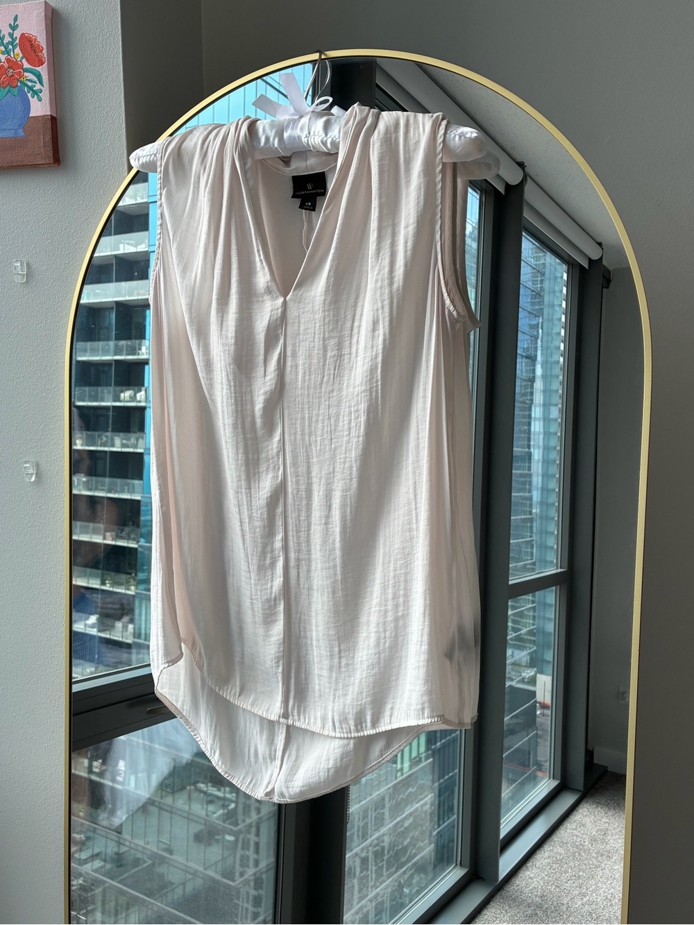 Cream Sleeveless V-Neck Blouse